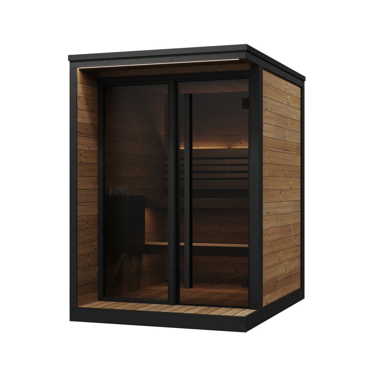SaunaLife GL4 outdoor cabin sauna, front angle