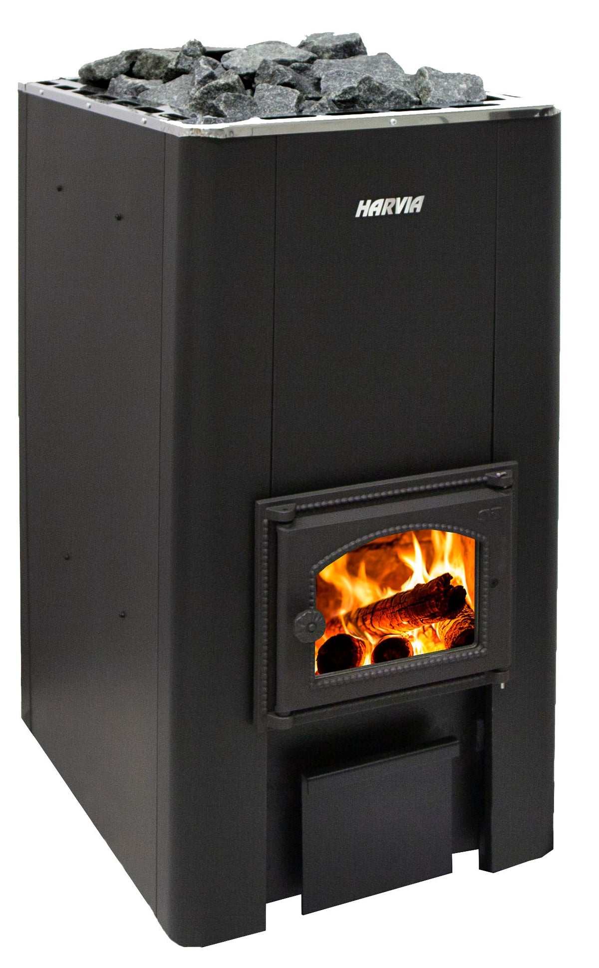 Harvia 50 (WK500) black wood-burning sauna heater, front view