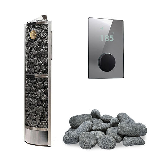 IKI Corner 6 kW heater, mirror panel with round stones