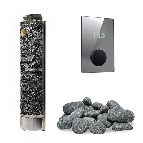 IKI Wall 6 kW heater, mirror panel with round stones