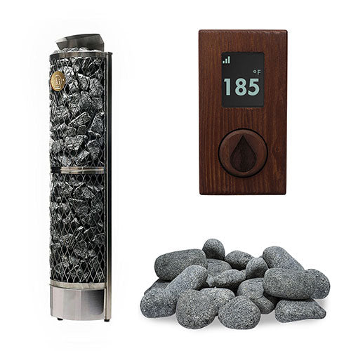 IKI Wall 6 kW heater, wood panel with round stones