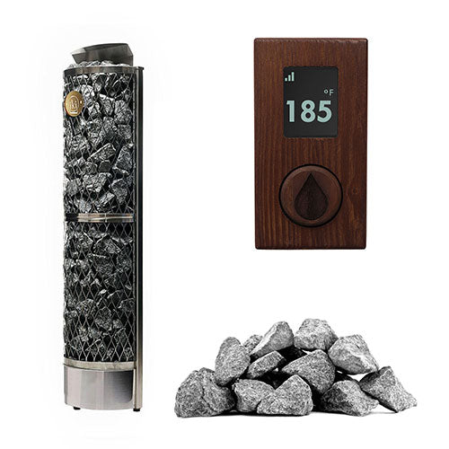IKI Wall 6 kW heater, wood panel with split-face stones