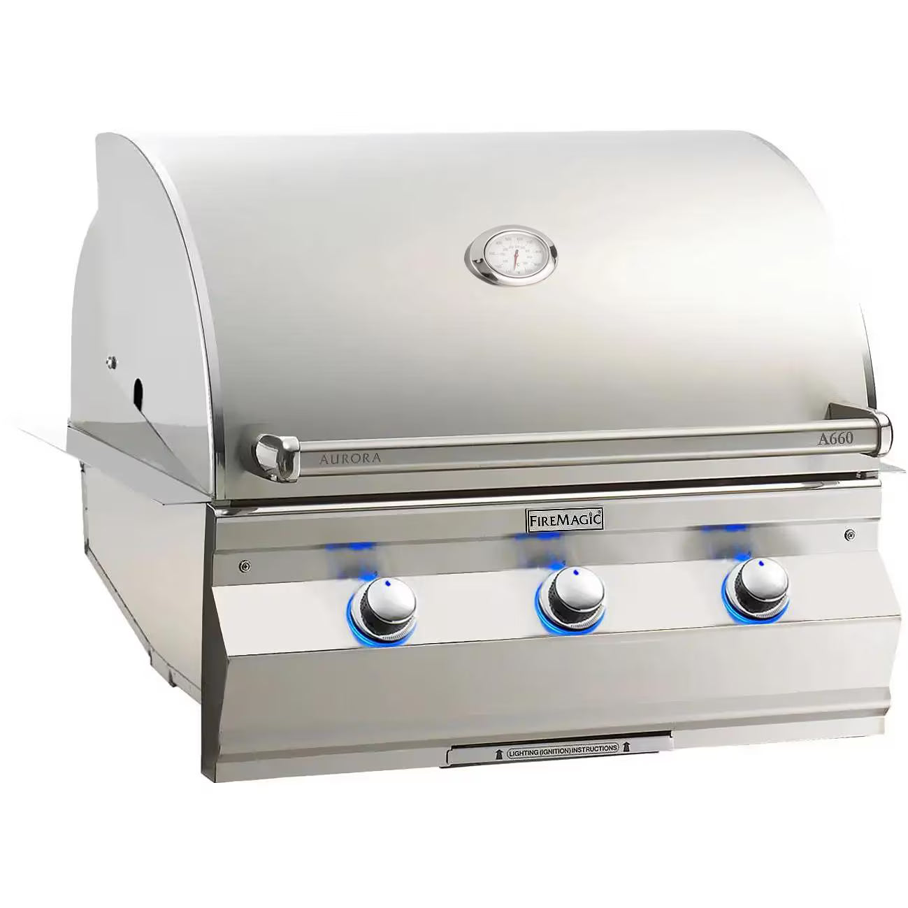 Fire Magic Aurora A660i 30-Inch Built-In Natural Gas Grill with Analog Thermometer, Optional Rotisserie, and Optional Magic Window