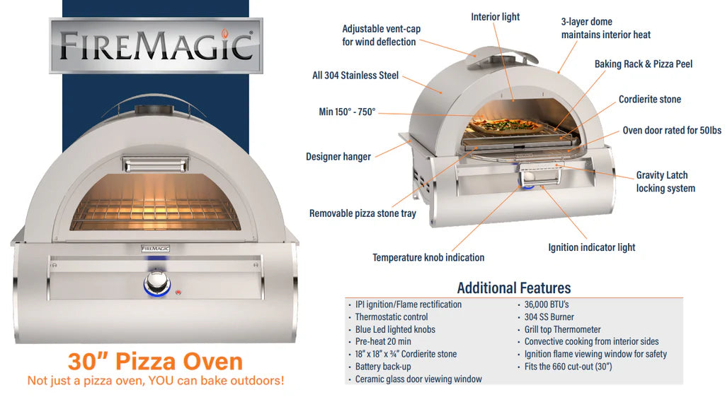 Fire Magic Aurora Built-In Outdoor Pizza Oven