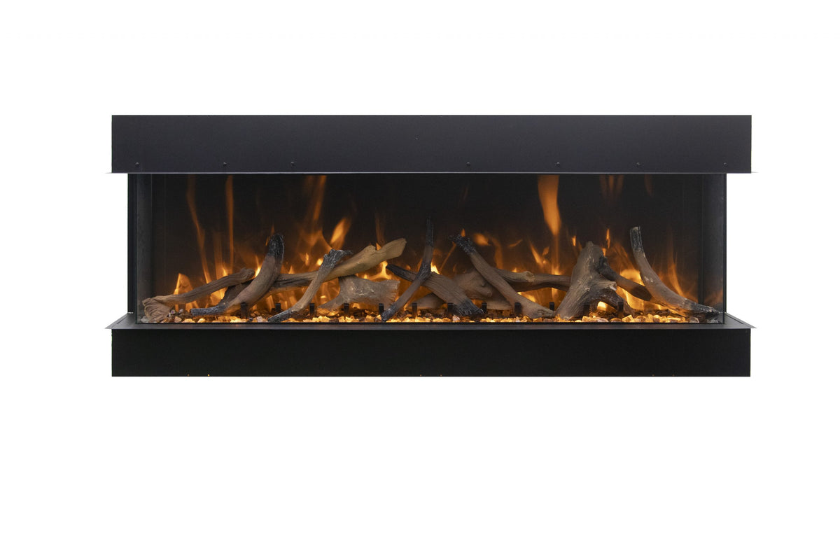 Amantii Tru View XT 72 three-sided electric fireplace in a room setting
