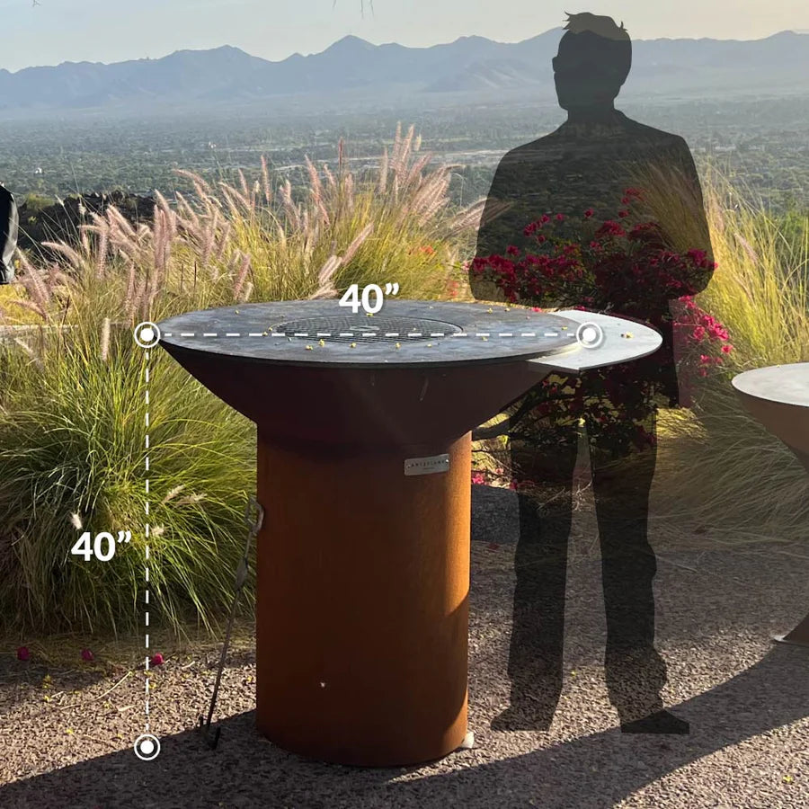Arteflame Classic 40" Entertainer - Tall Round Base Grill With Storage