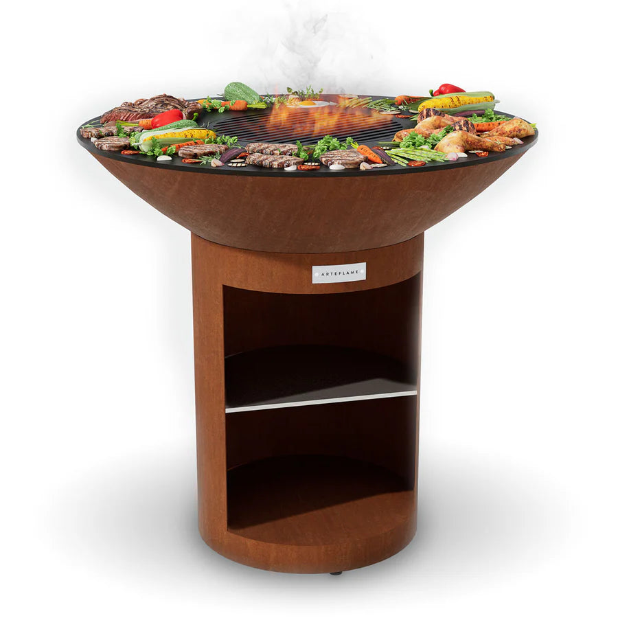 Arteflame Classic 40" Entertainer - Tall Round Base Grill With Storage