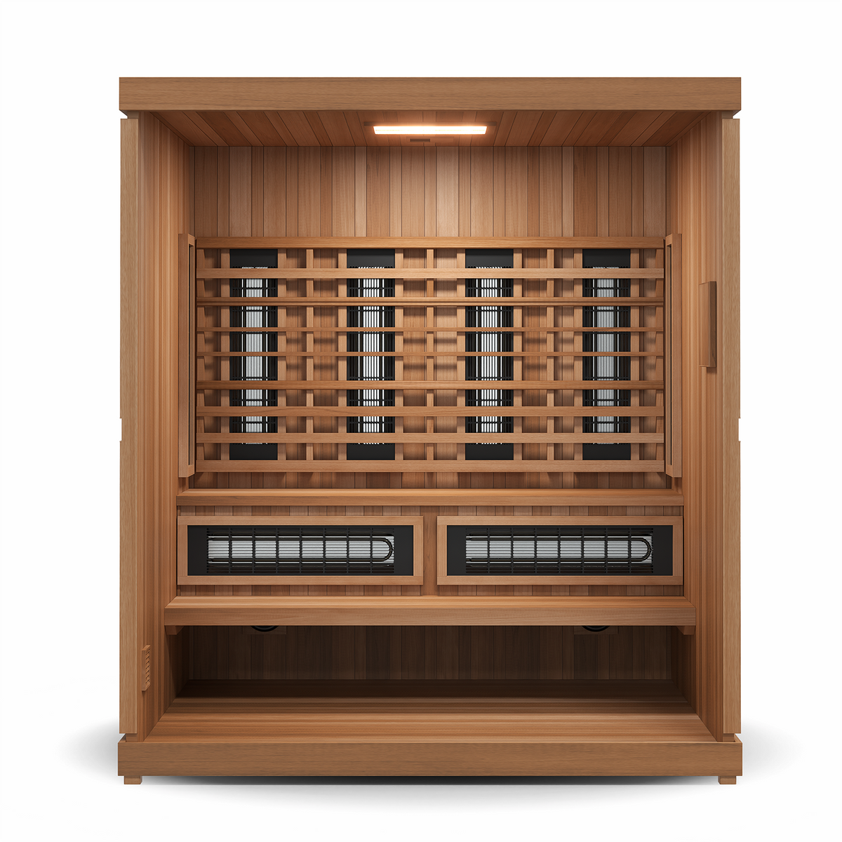 Finnmark FD-5 Trinity XL sauna interior with neutral lighting