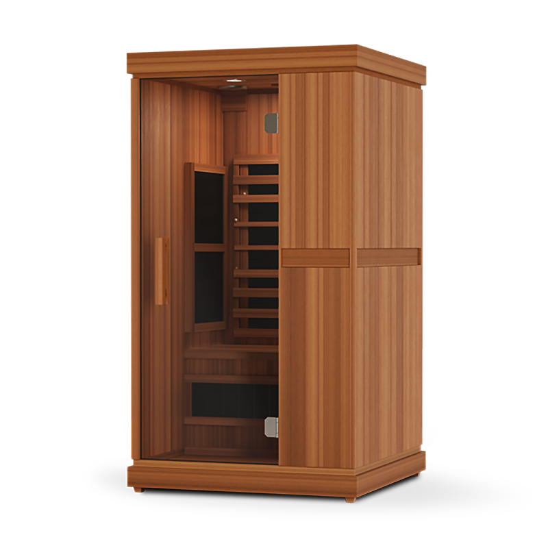 Finnmark FD-1 Full Spectrum Infrared Sauna, front three-quarter angle view