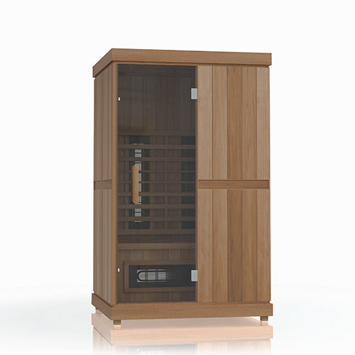 Finnmark FD-2 Full Spectrum Infrared Sauna, front three-quarter angle view