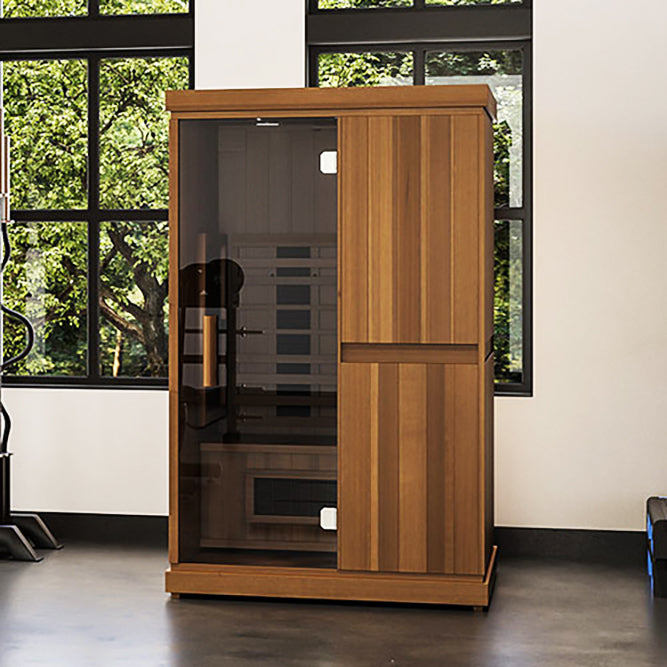 Finnmark FD-2 Full Spectrum Infrared Sauna, front view with glass door