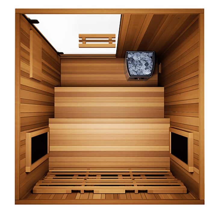 Finnmark FD-4 Trinity Infrared and Steam Sauna Combo, front view with glass door