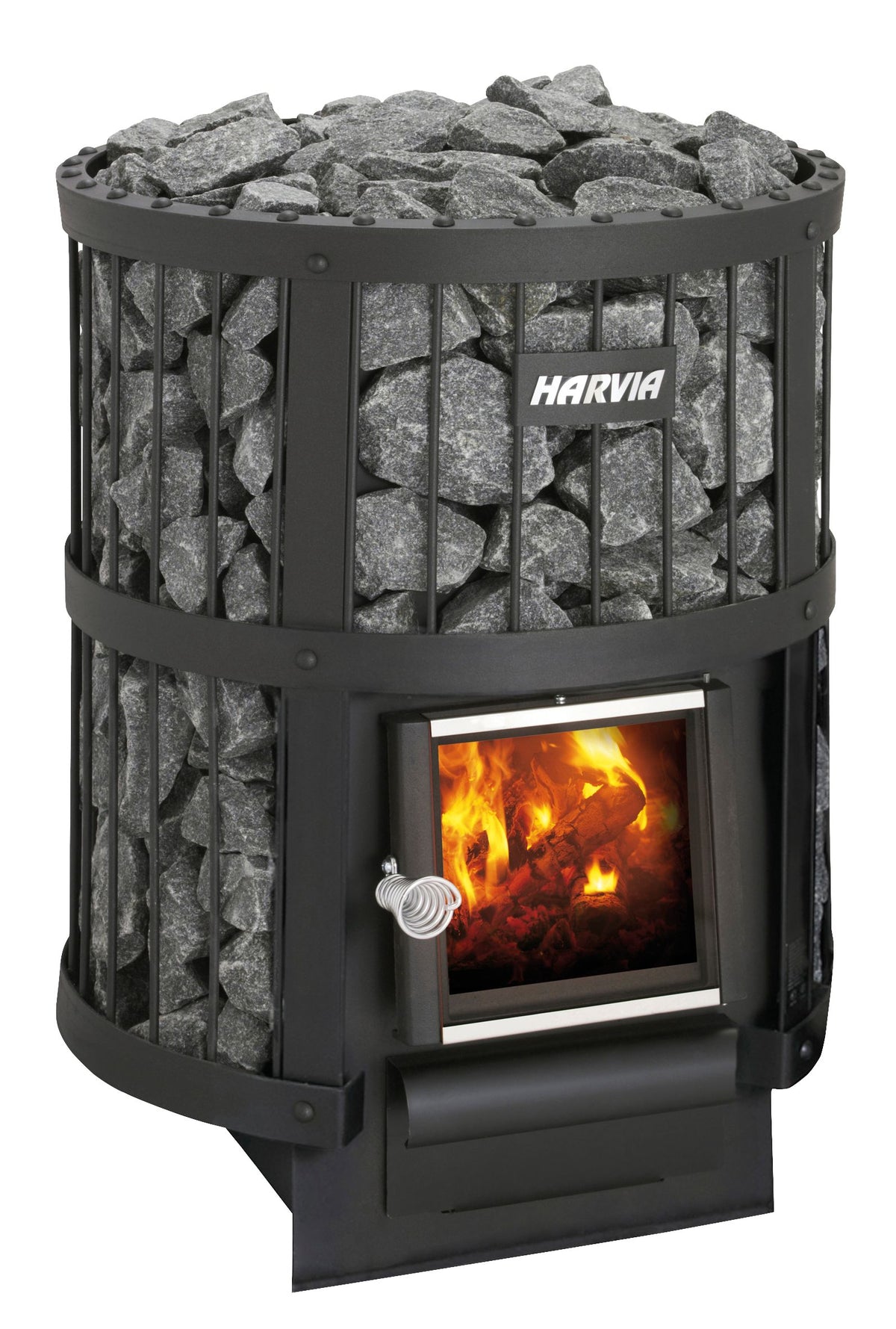 Harvia Legend 150 black wood-burning sauna heater, front view