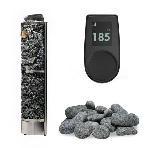 IKI Wall 6 kW heater, black panel with round stones