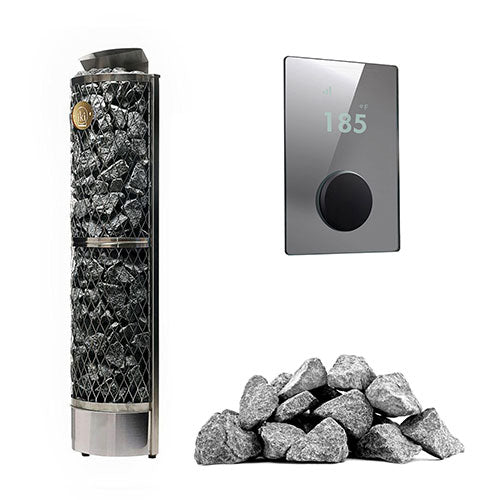 IKI Wall 6 kW heater, mirror panel with split-face stones