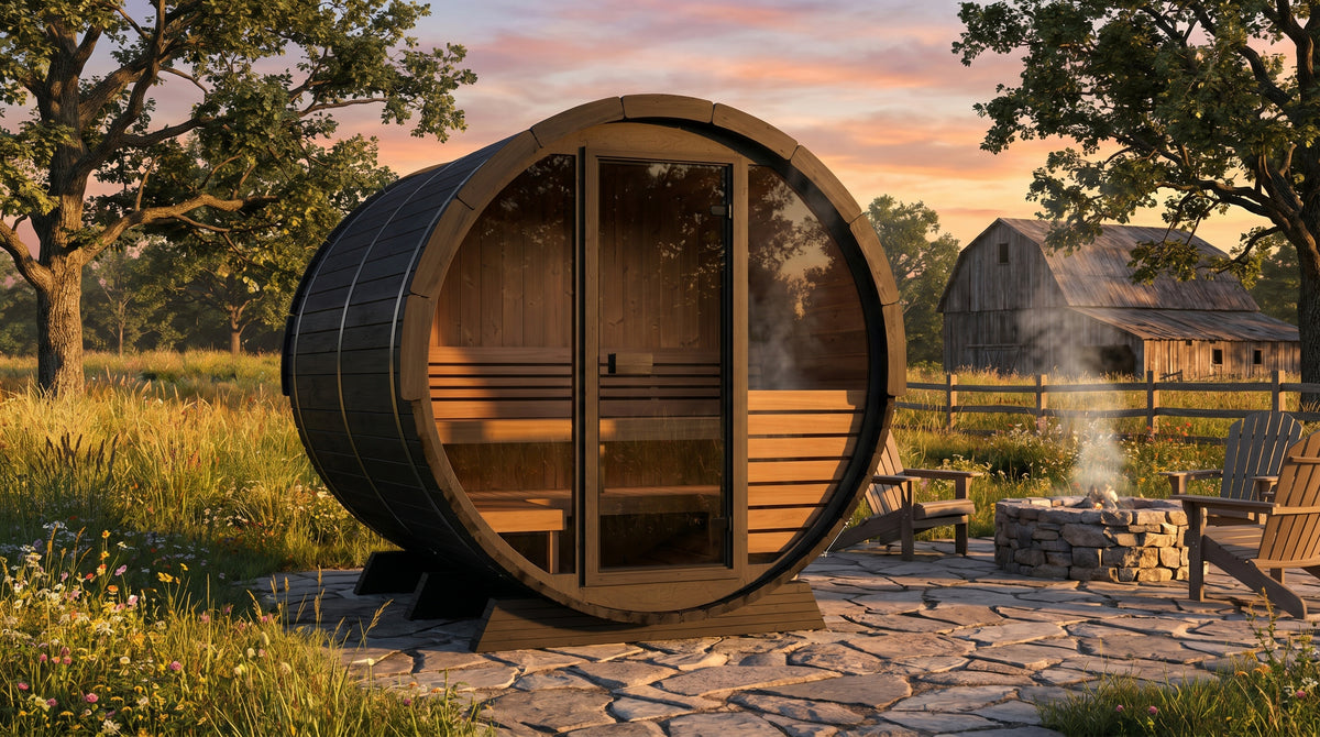 SaunaLife EE6G Ergo-Elegance Outdoor Barrel Sauna, Up to 4 Persons